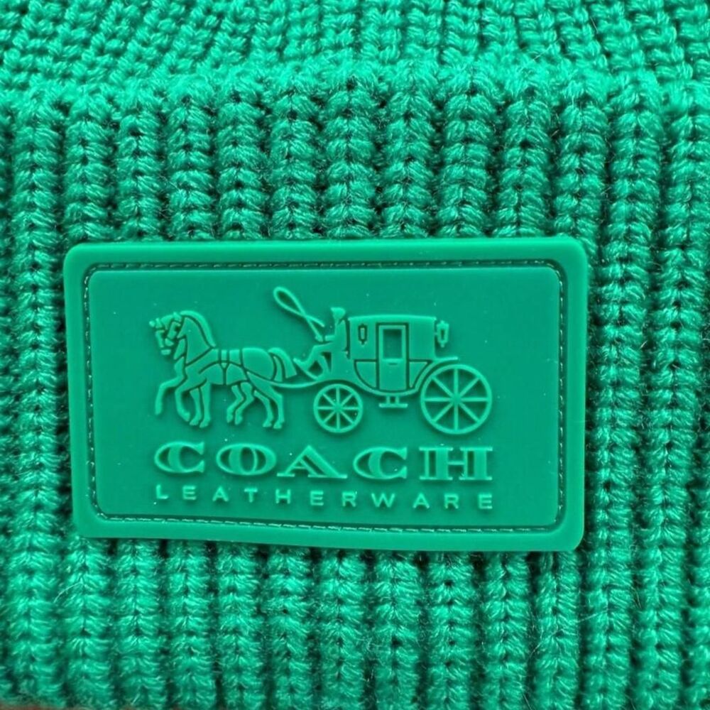 Coach Green Tonal Beanie Hat - Picture 2 of 4